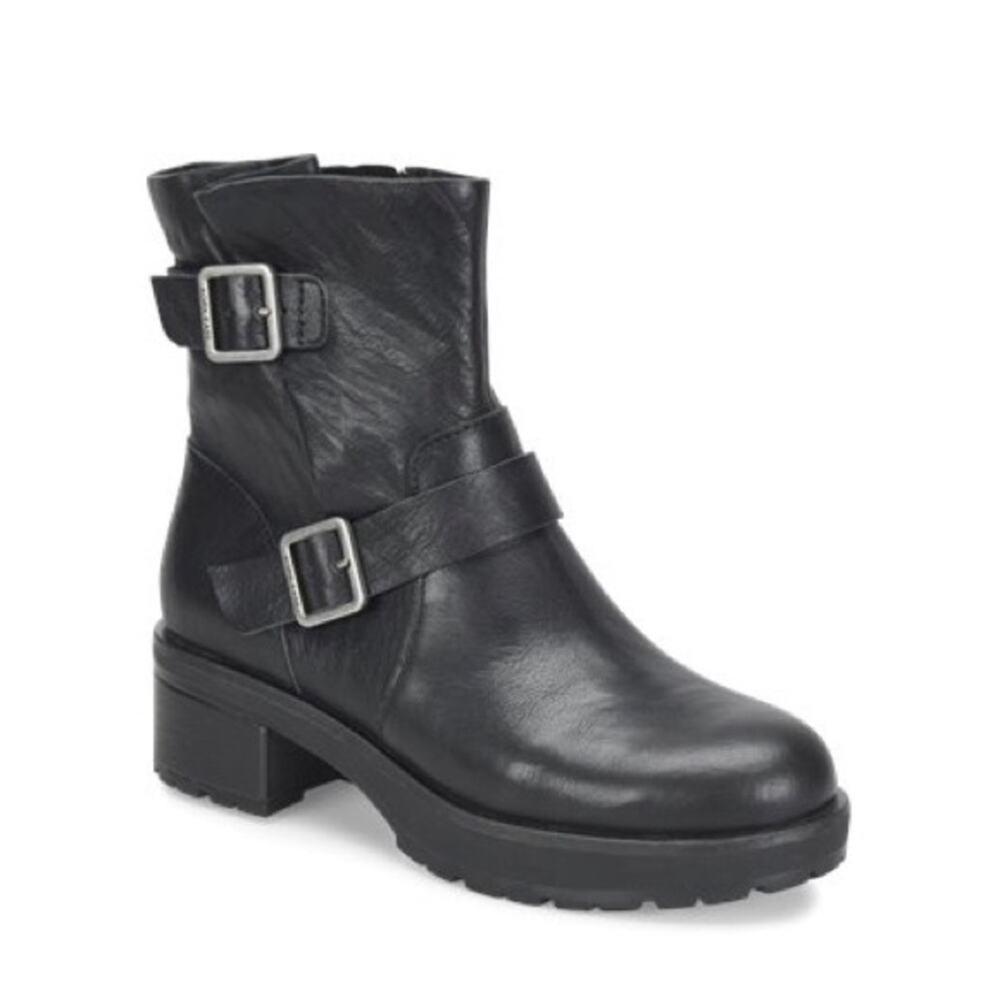 Korkease Witz leather Mid Calf Moto Boot in Nero (black) size 9 Zip Closure